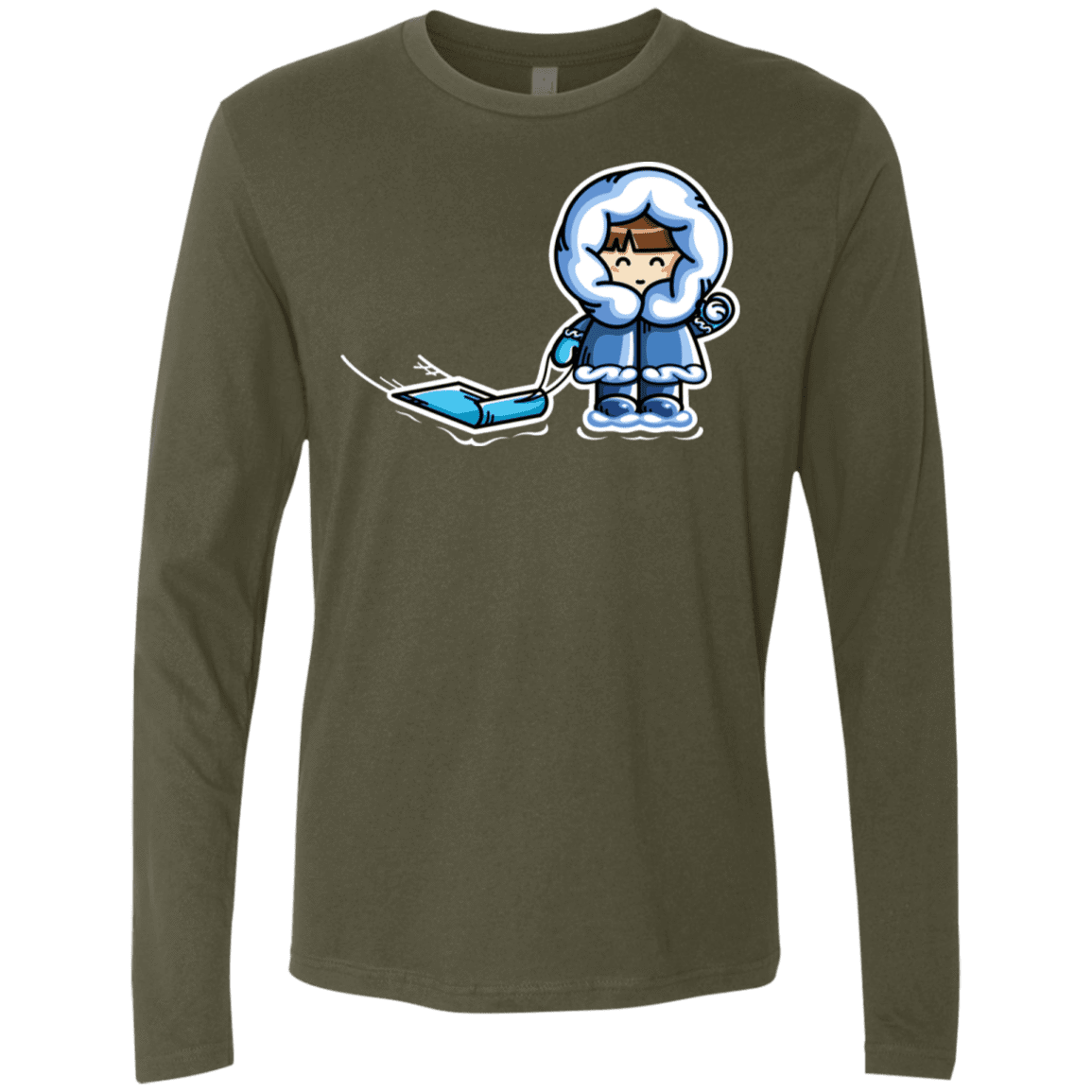 T-Shirts Military Green / S Kawaii Cute Fun In The Snow Men's Premium Long Sleeve