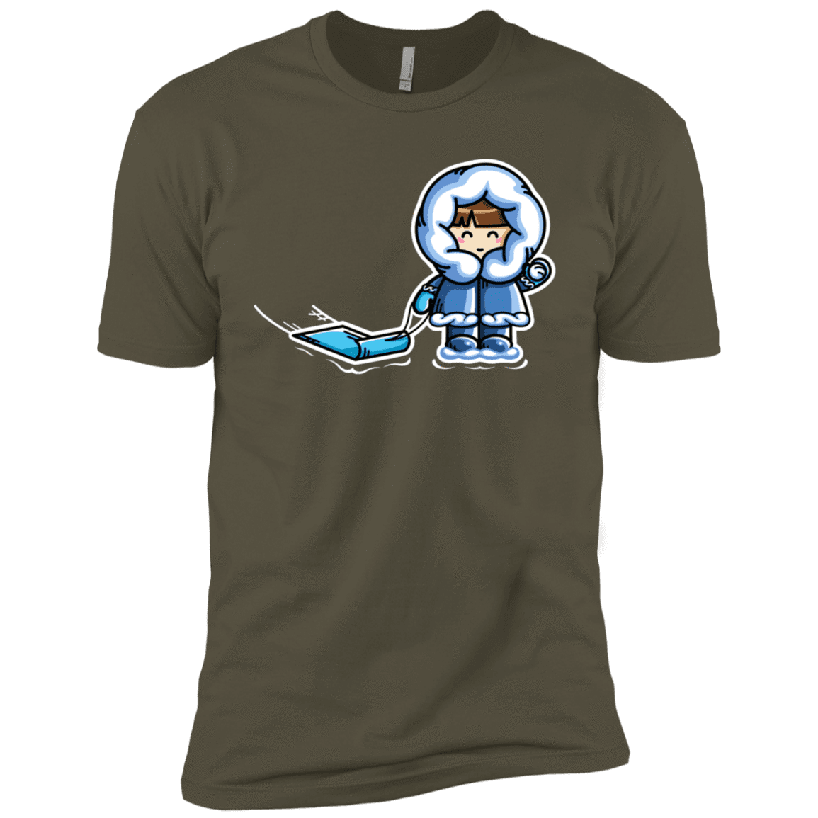 T-Shirts Military Green / X-Small Kawaii Cute Fun In The Snow Men's Premium T-Shirt