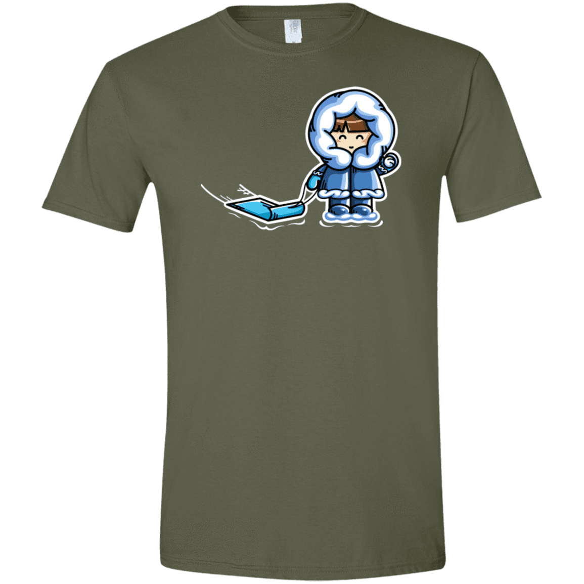 T-Shirts Military Green / S Kawaii Cute Fun In The Snow Men's Semi-Fitted Softstyle