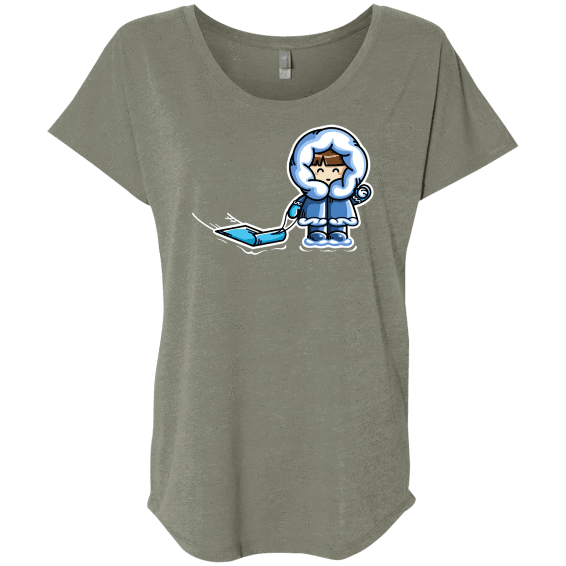 T-Shirts Venetian Grey / X-Small Kawaii Cute Fun In The Snow Triblend Dolman Sleeve