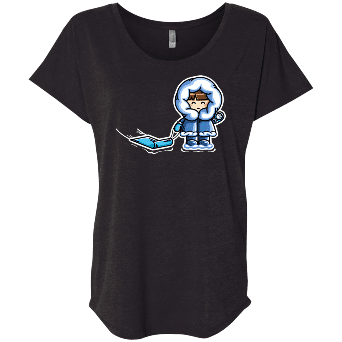 T-Shirts Vintage Black / X-Small Kawaii Cute Fun In The Snow Triblend Dolman Sleeve