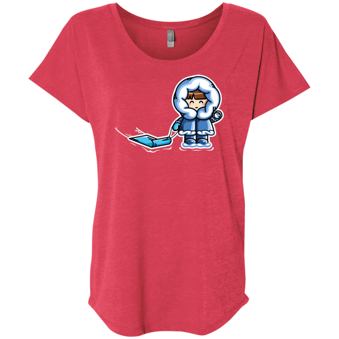 T-Shirts Vintage Red / X-Small Kawaii Cute Fun In The Snow Triblend Dolman Sleeve