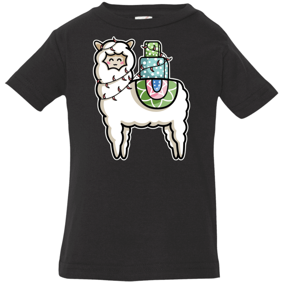 T-Shirts Black / 6 Months Kawaii Cute Llama Carrying Presents Infant Premium T-Shirt