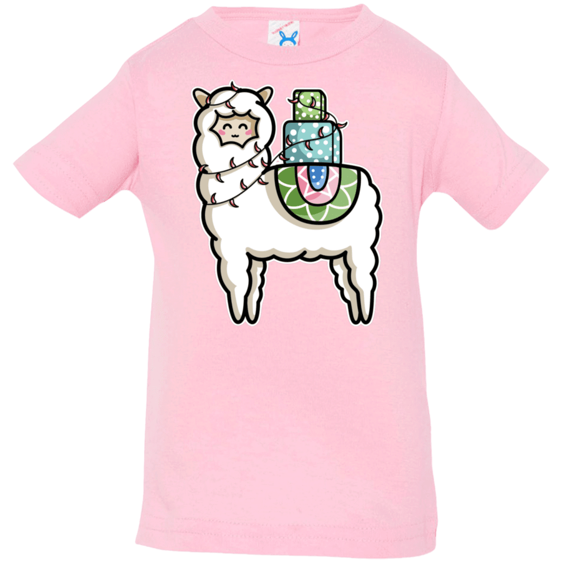 T-Shirts Pink / 6 Months Kawaii Cute Llama Carrying Presents Infant Premium T-Shirt