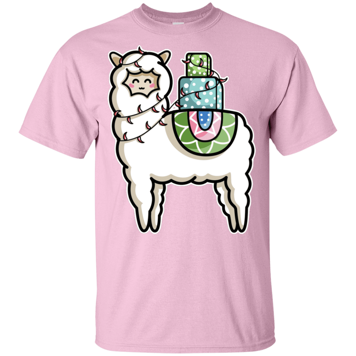 T-Shirts Light Pink / YXS Kawaii Cute Llama Carrying Presents Youth T-Shirt