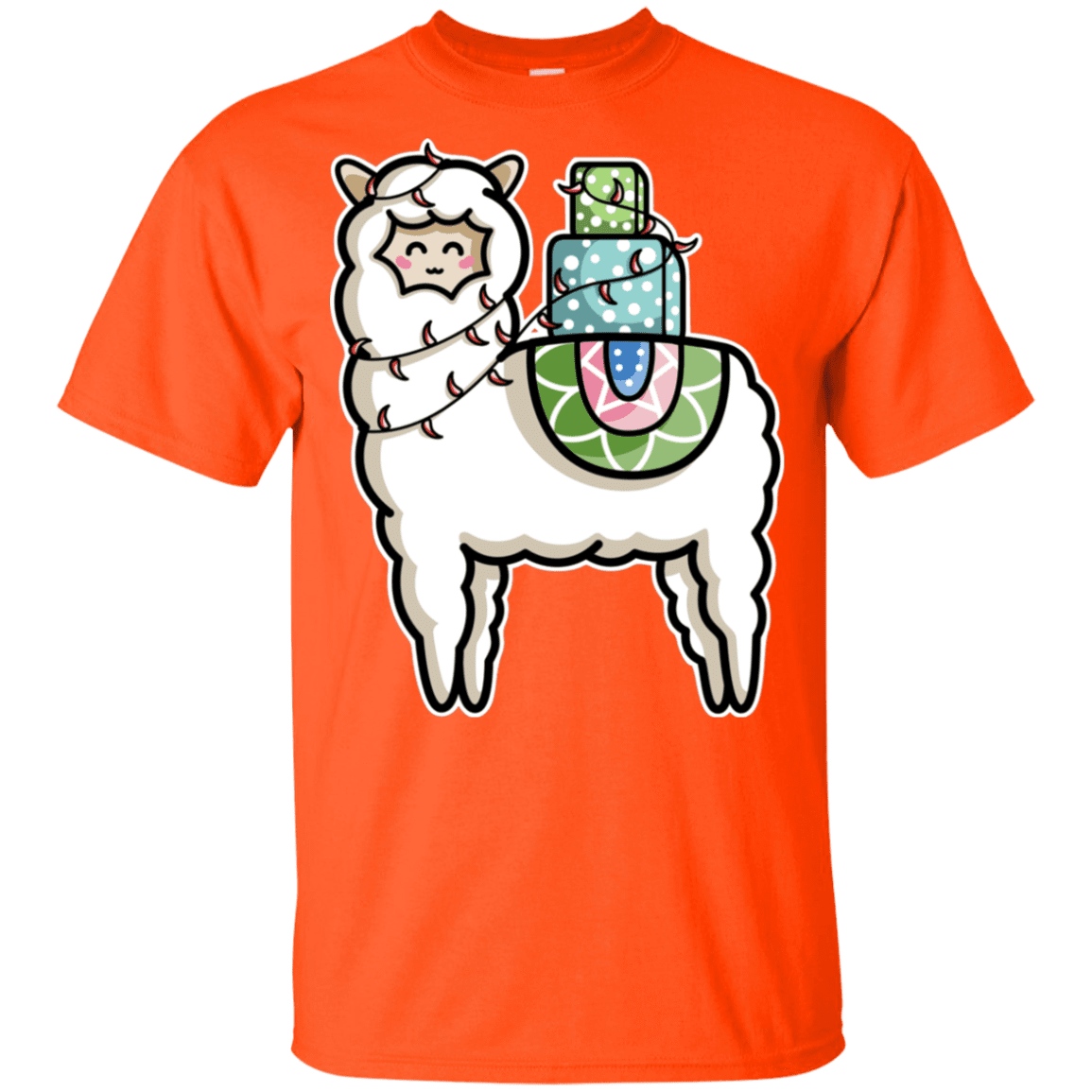 T-Shirts Orange / YXS Kawaii Cute Llama Carrying Presents Youth T-Shirt