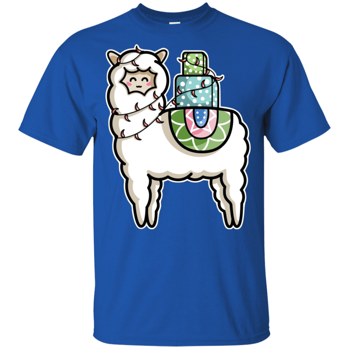 T-Shirts Royal / YXS Kawaii Cute Llama Carrying Presents Youth T-Shirt