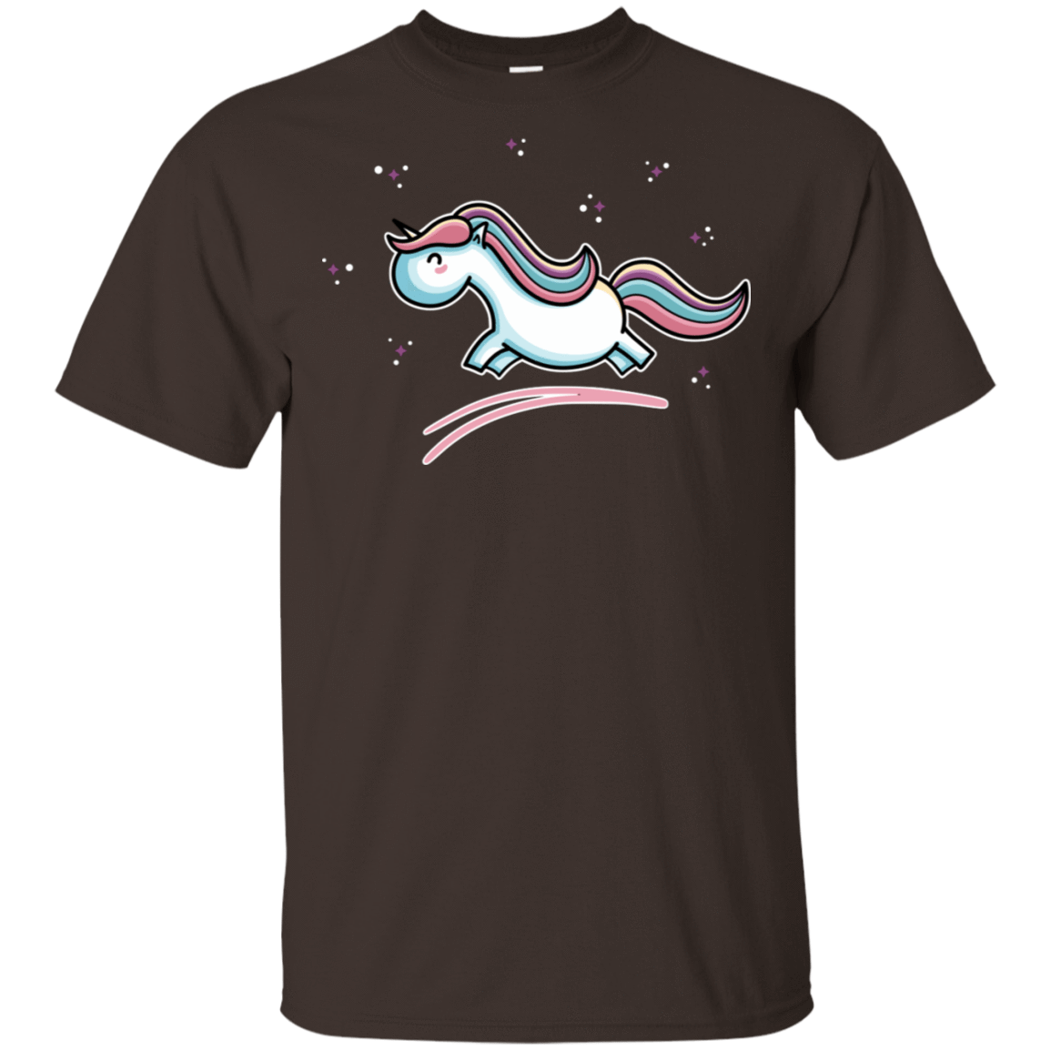 T-Shirts Dark Chocolate / S Kawaii Cute Unicorn Leaping T-Shirt