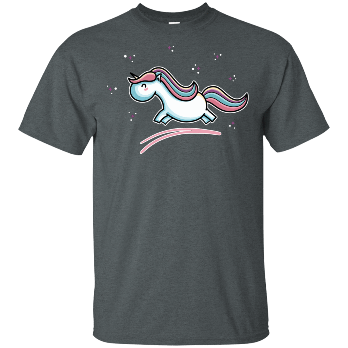 T-Shirts Dark Heather / S Kawaii Cute Unicorn Leaping T-Shirt