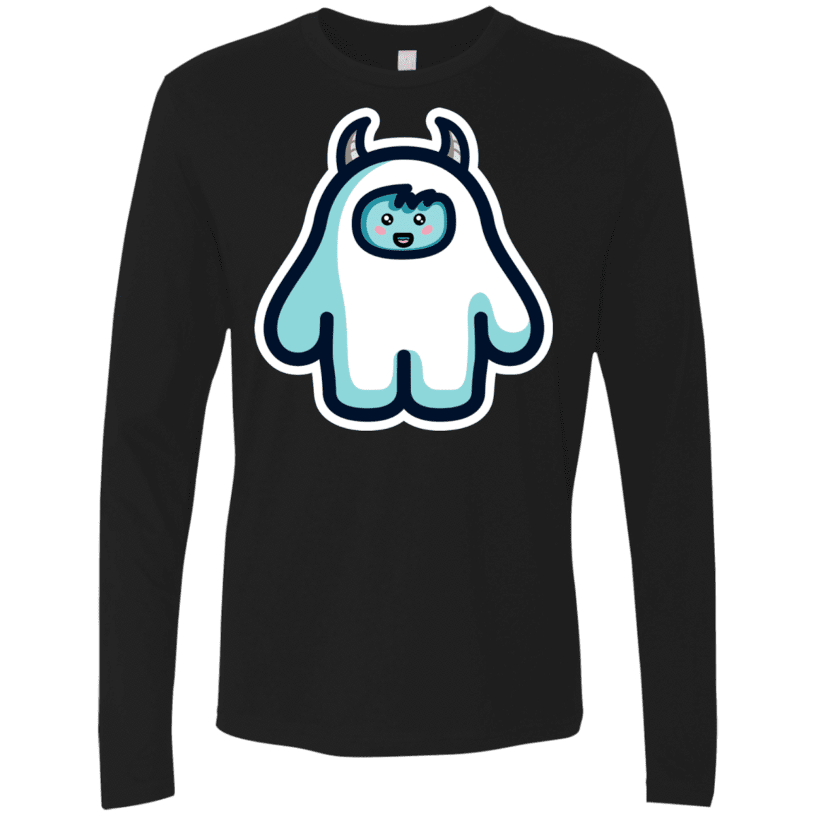 T-Shirts Black / S Kawaii Cute Yeti Men's Premium Long Sleeve