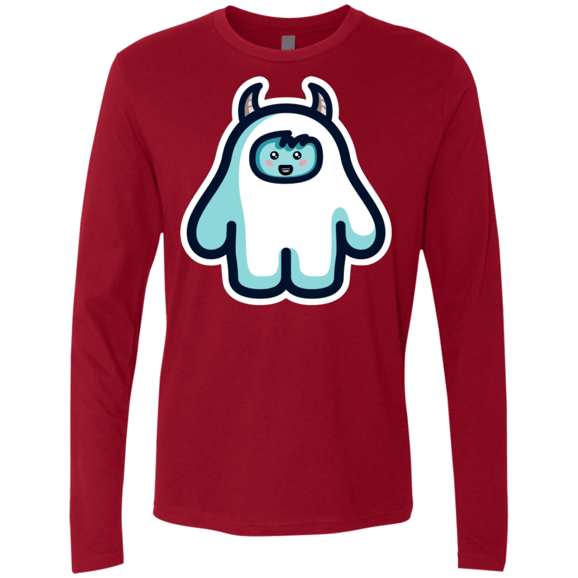 T-Shirts Cardinal / S Kawaii Cute Yeti Men's Premium Long Sleeve