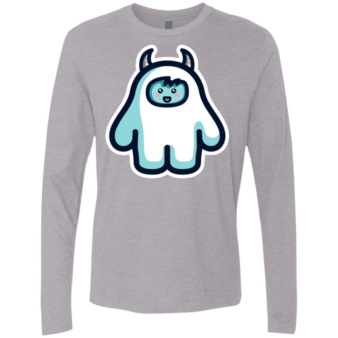 T-Shirts Heather Grey / S Kawaii Cute Yeti Men's Premium Long Sleeve