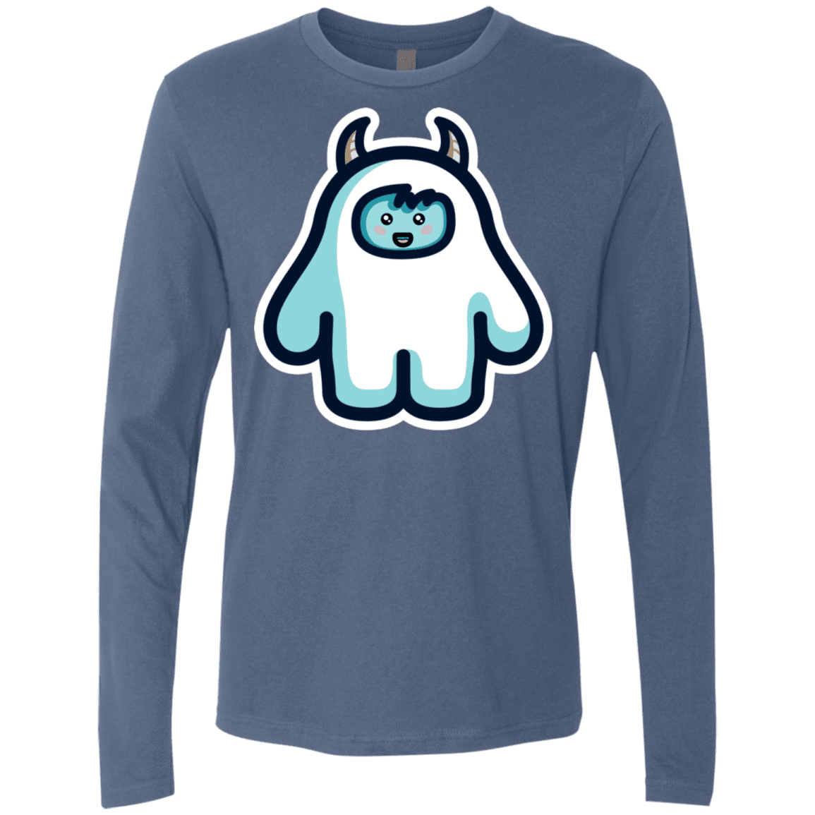 T-Shirts Indigo / S Kawaii Cute Yeti Men's Premium Long Sleeve