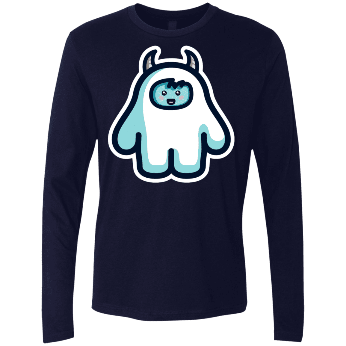 T-Shirts Midnight Navy / S Kawaii Cute Yeti Men's Premium Long Sleeve