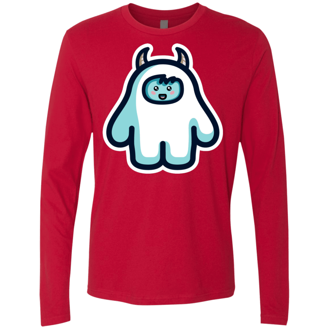T-Shirts Red / S Kawaii Cute Yeti Men's Premium Long Sleeve