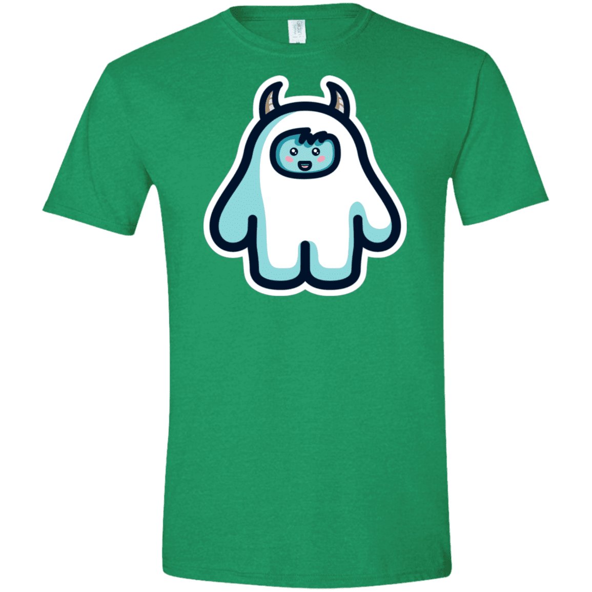 T-Shirts Heather Irish Green / M Kawaii Cute Yeti Men's Semi-Fitted Softstyle