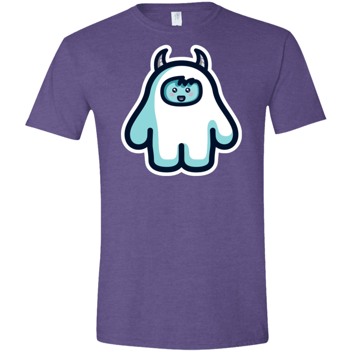 T-Shirts Heather Purple / S Kawaii Cute Yeti Men's Semi-Fitted Softstyle