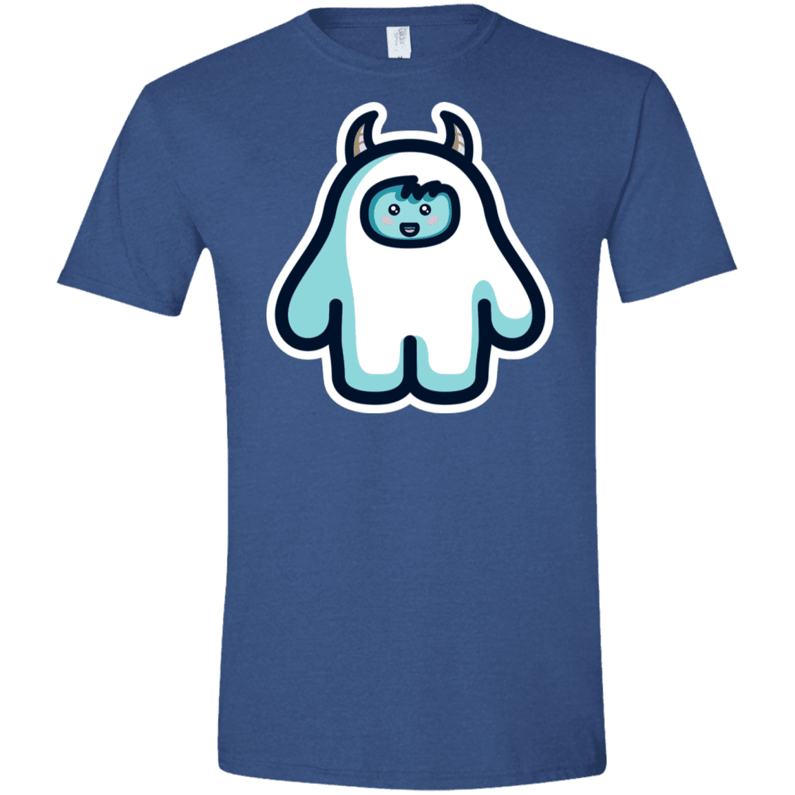 T-Shirts Heather Royal / X-Small Kawaii Cute Yeti Men's Semi-Fitted Softstyle
