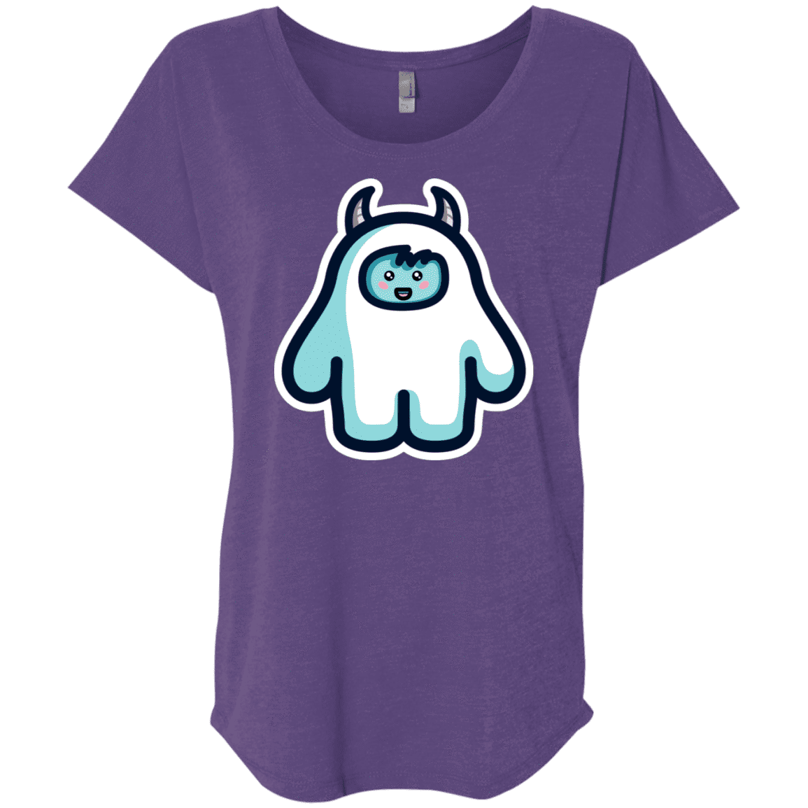 T-Shirts Purple Rush / X-Small Kawaii Cute Yeti Triblend Dolman Sleeve