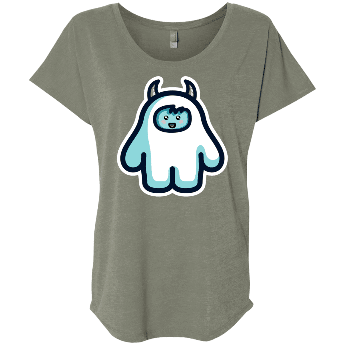 T-Shirts Venetian Grey / X-Small Kawaii Cute Yeti Triblend Dolman Sleeve