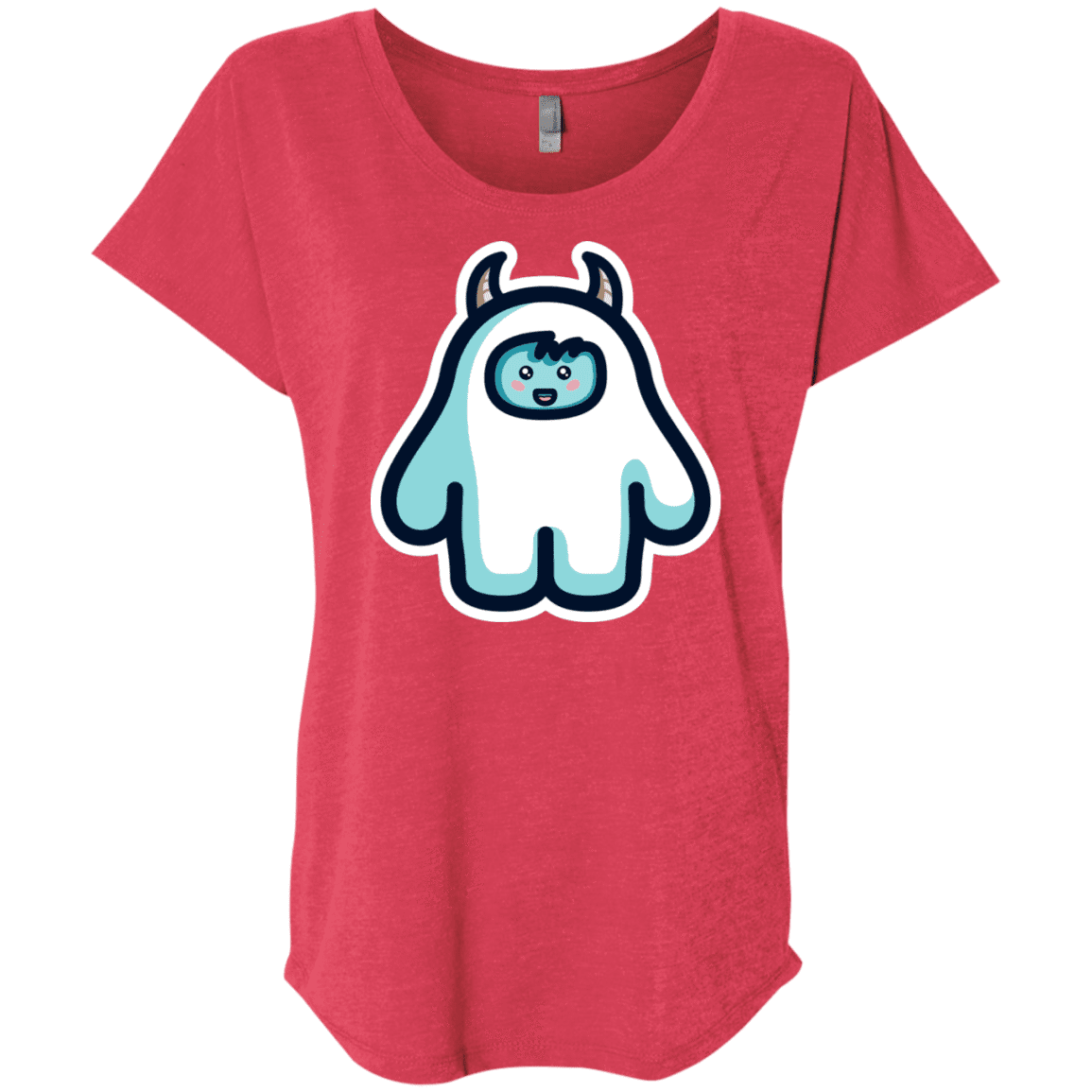 T-Shirts Vintage Red / X-Small Kawaii Cute Yeti Triblend Dolman Sleeve