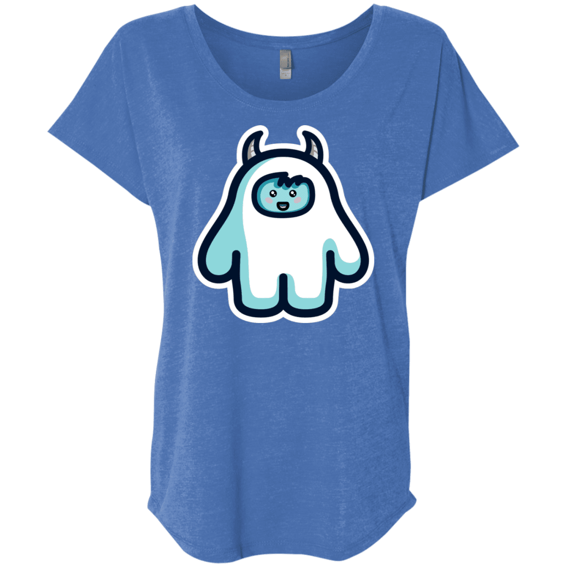 T-Shirts Vintage Royal / X-Small Kawaii Cute Yeti Triblend Dolman Sleeve