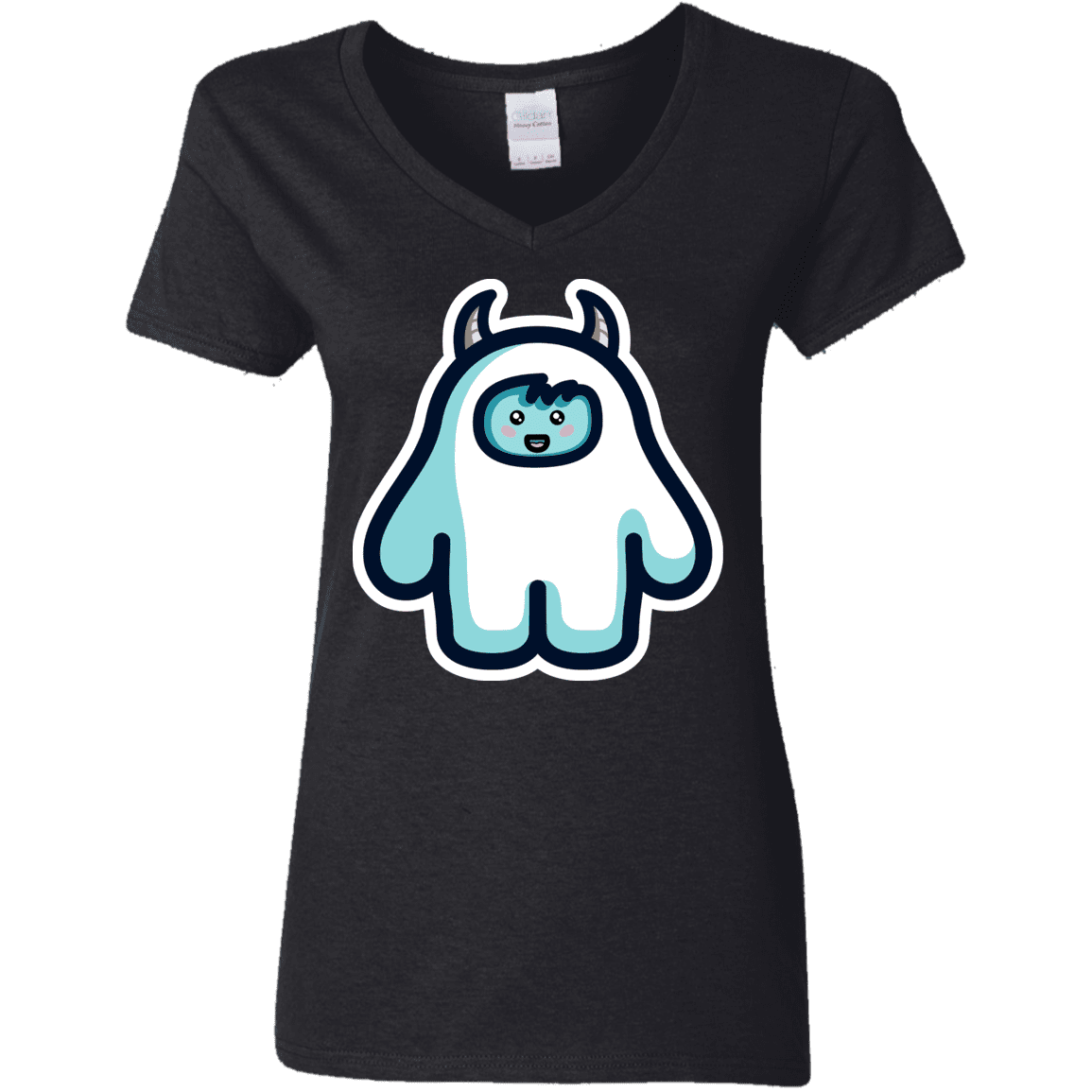 T-Shirts Black / S Kawaii Cute Yeti Women's V-Neck T-Shirt