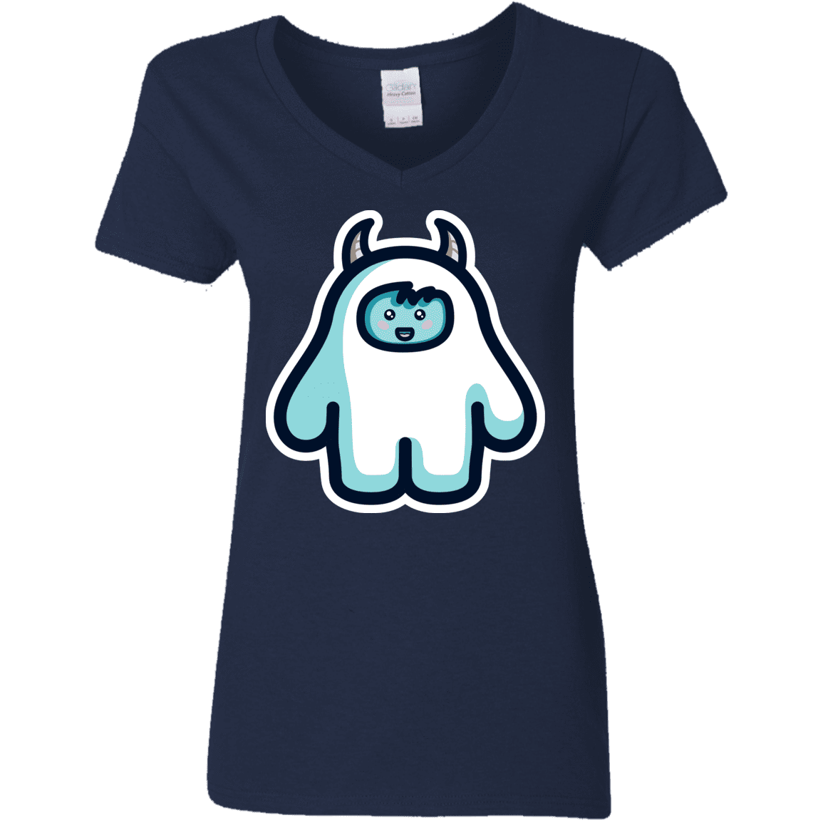 T-Shirts Navy / S Kawaii Cute Yeti Women's V-Neck T-Shirt
