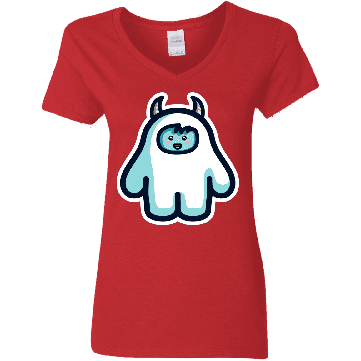 T-Shirts Red / S Kawaii Cute Yeti Women's V-Neck T-Shirt