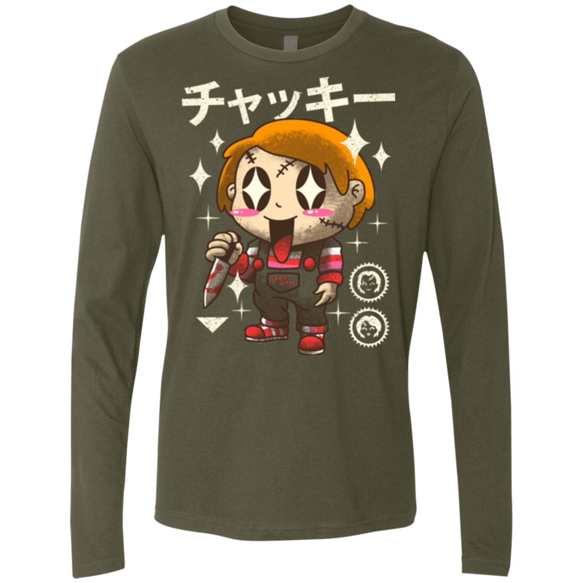 T-Shirts Military Green / Small Kawaii Doll Men's Premium Long Sleeve