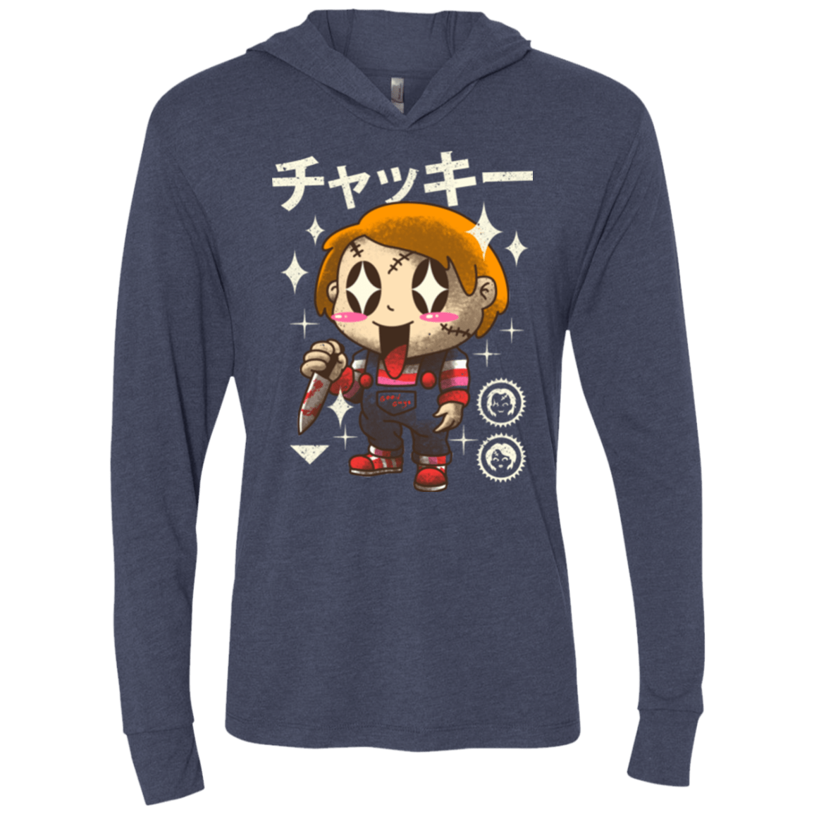 T-Shirts Vintage Navy / X-Small Kawaii Doll Triblend Long Sleeve Hoodie Tee