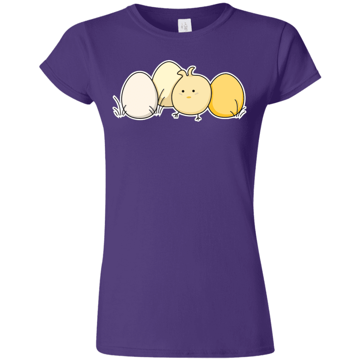 T-Shirts Purple / S Kawaii Easter Chick and Eggs Junior Slimmer-Fit T-Shirt