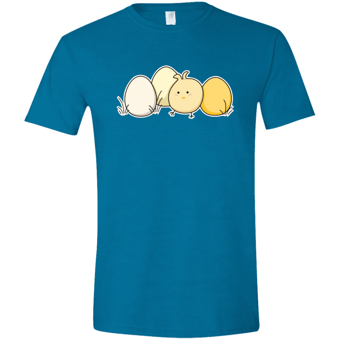 T-Shirts Antique Sapphire / S Kawaii Easter Chick and Eggs Men's Semi-Fitted Softstyle