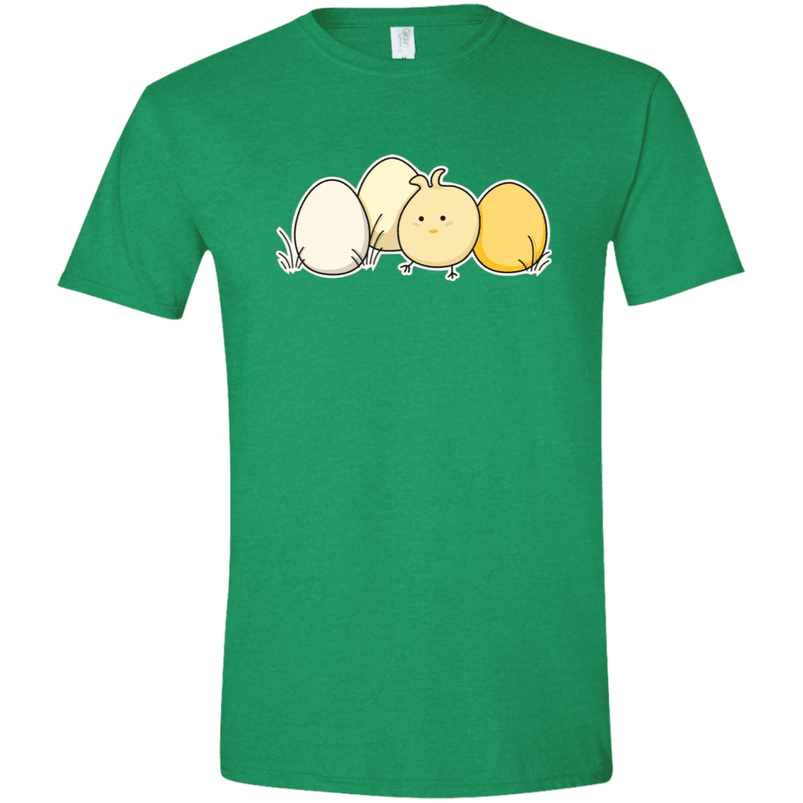 T-Shirts Heather Irish Green / M Kawaii Easter Chick and Eggs Men's Semi-Fitted Softstyle