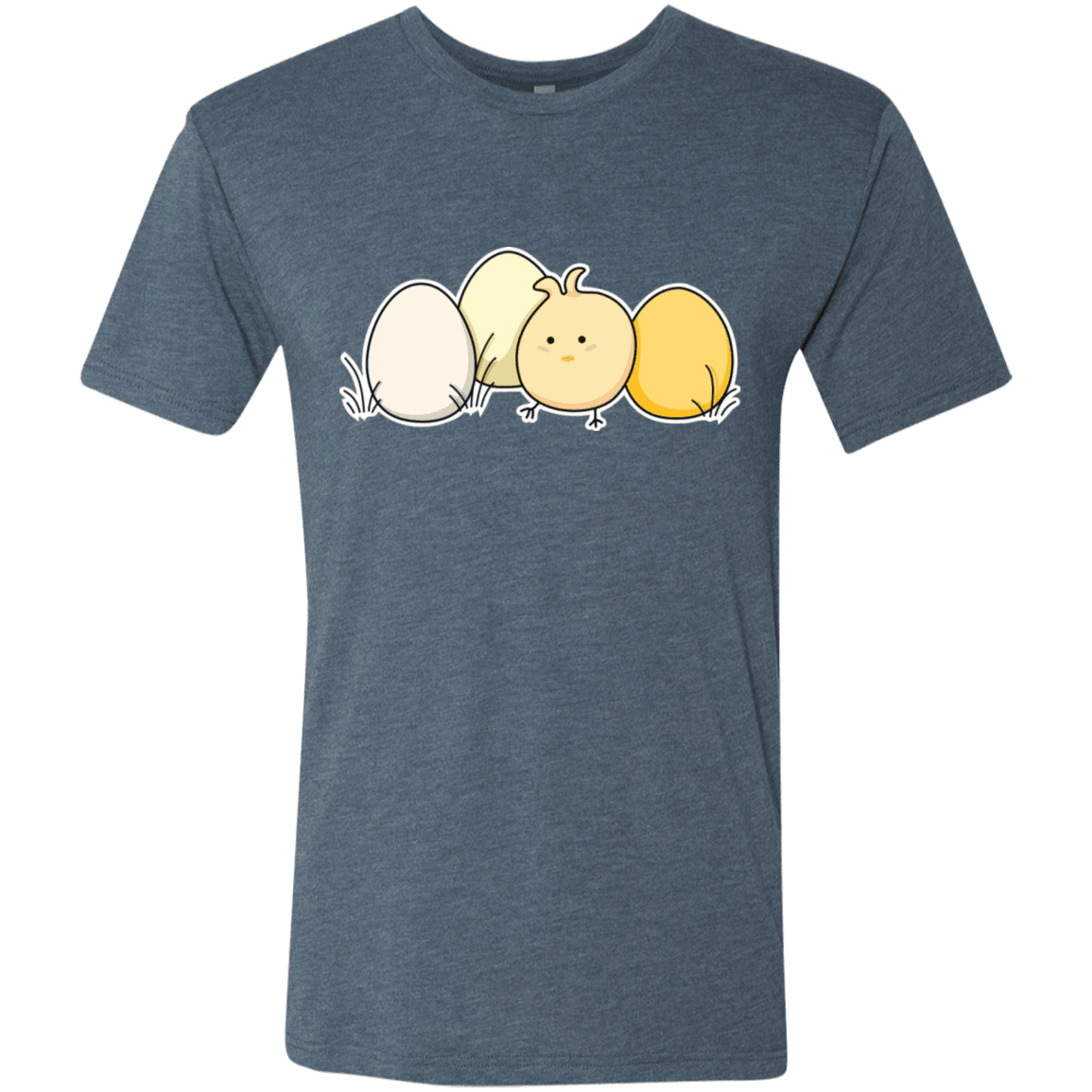 T-Shirts Indigo / S Kawaii Easter Chick and Eggs Men's Triblend T-Shirt