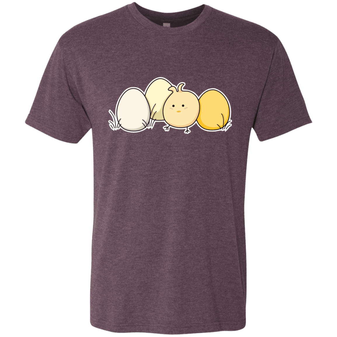 T-Shirts Vintage Purple / S Kawaii Easter Chick and Eggs Men's Triblend T-Shirt