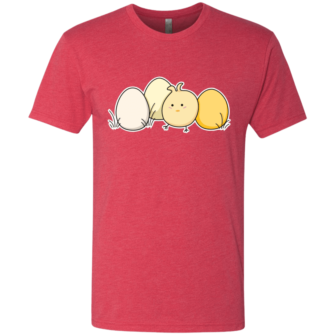 T-Shirts Vintage Red / S Kawaii Easter Chick and Eggs Men's Triblend T-Shirt