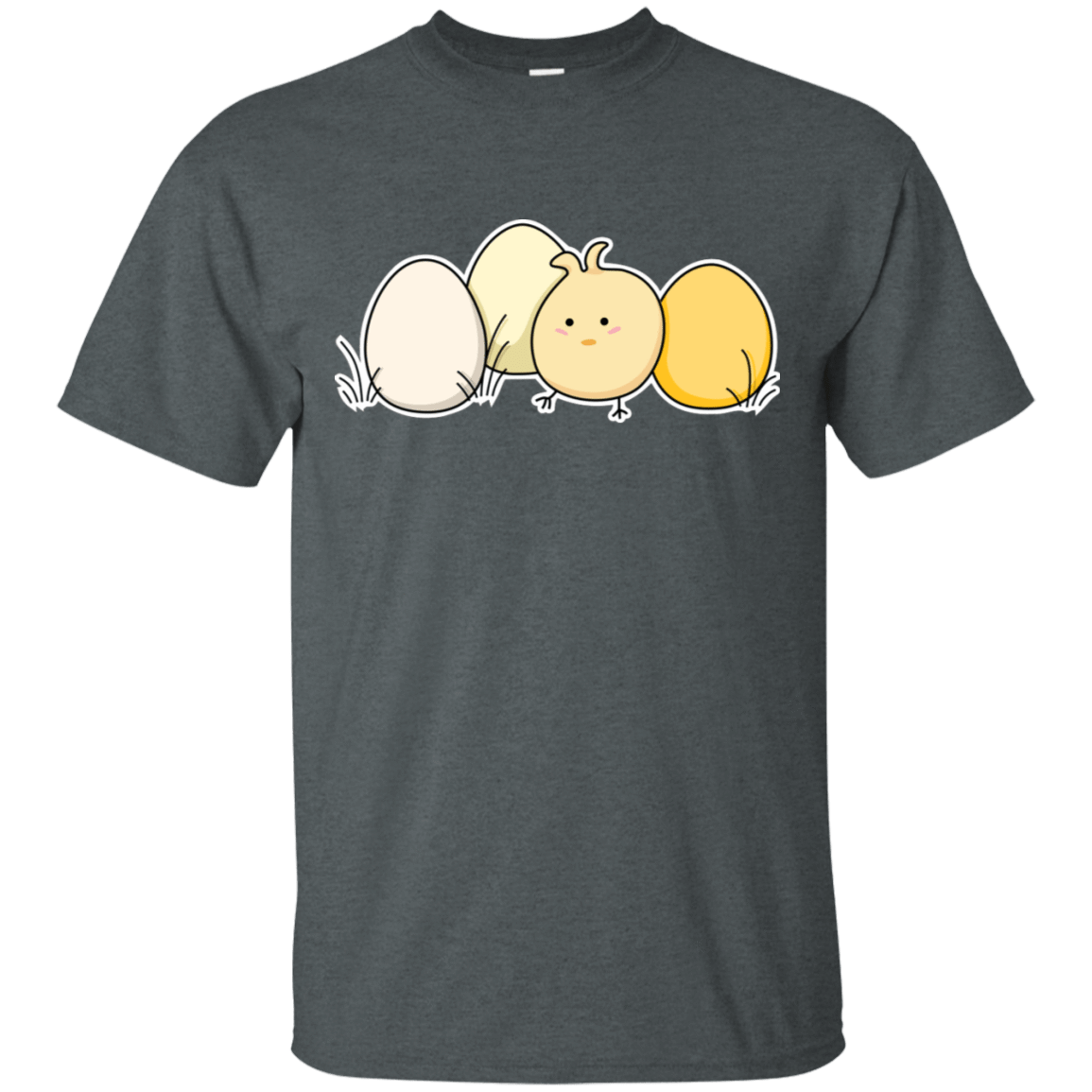 T-Shirts Dark Heather / S Kawaii Easter Chick and Eggs T-Shirt