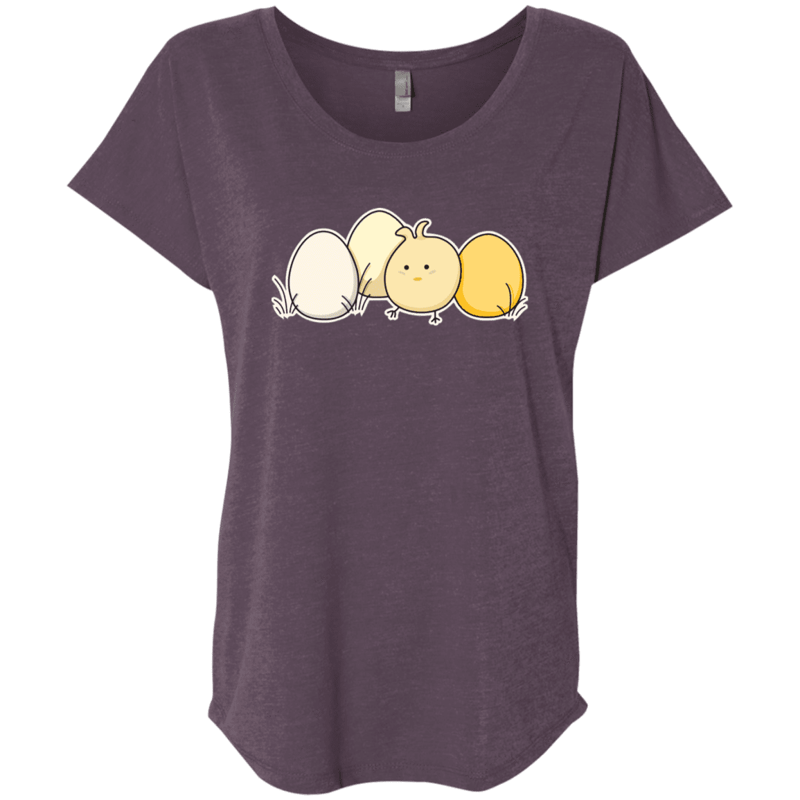 T-Shirts Vintage Purple / X-Small Kawaii Easter Chick and Eggs Triblend Dolman Sleeve