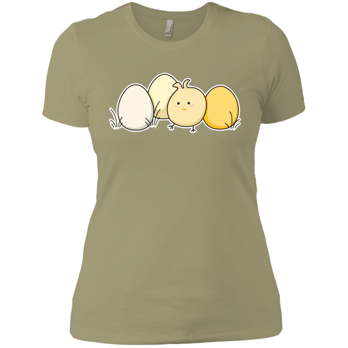 T-Shirts Light Olive / X-Small Kawaii Easter Chick and Eggs Women's Premium T-Shirt