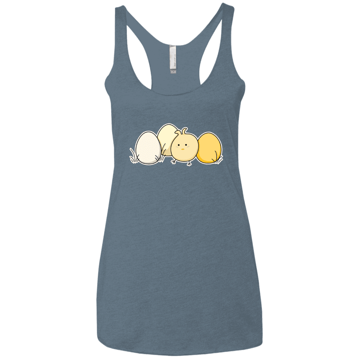 T-Shirts Indigo / X-Small Kawaii Easter Chick and Eggs Women's Triblend Racerback Tank