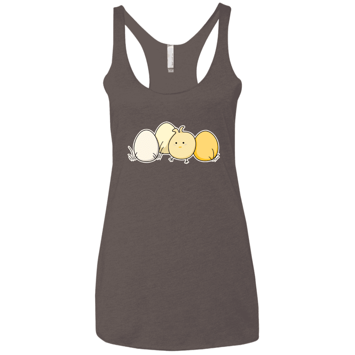 T-Shirts Macchiato / X-Small Kawaii Easter Chick and Eggs Women's Triblend Racerback Tank