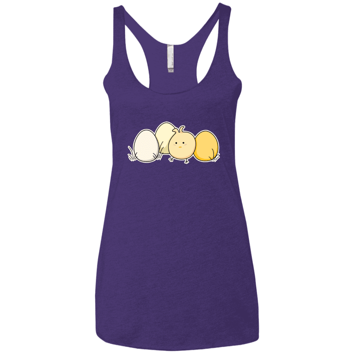T-Shirts Purple Rush / X-Small Kawaii Easter Chick and Eggs Women's Triblend Racerback Tank