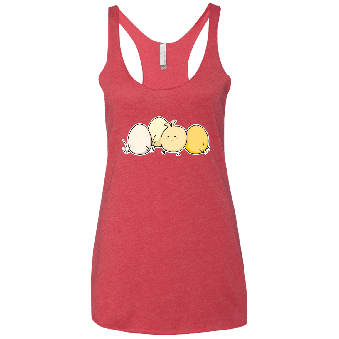 T-Shirts Vintage Red / X-Small Kawaii Easter Chick and Eggs Women's Triblend Racerback Tank