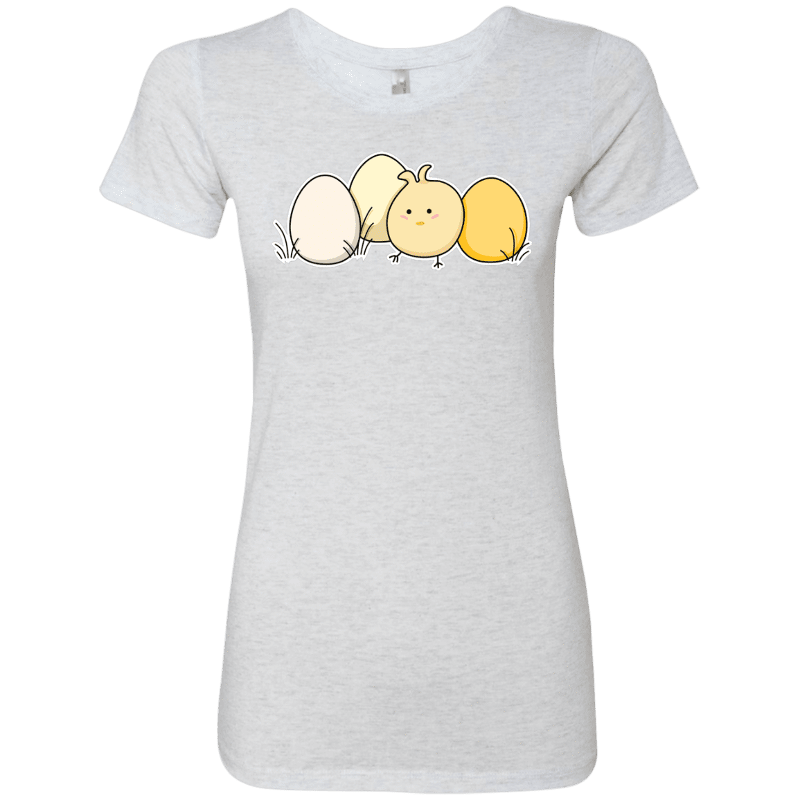 T-Shirts Heather White / S Kawaii Easter Chick and Eggs Women's Triblend T-Shirt