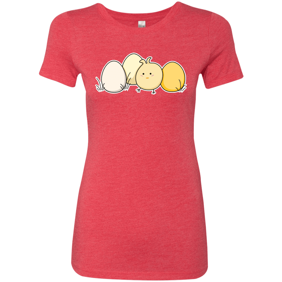 T-Shirts Vintage Red / S Kawaii Easter Chick and Eggs Women's Triblend T-Shirt