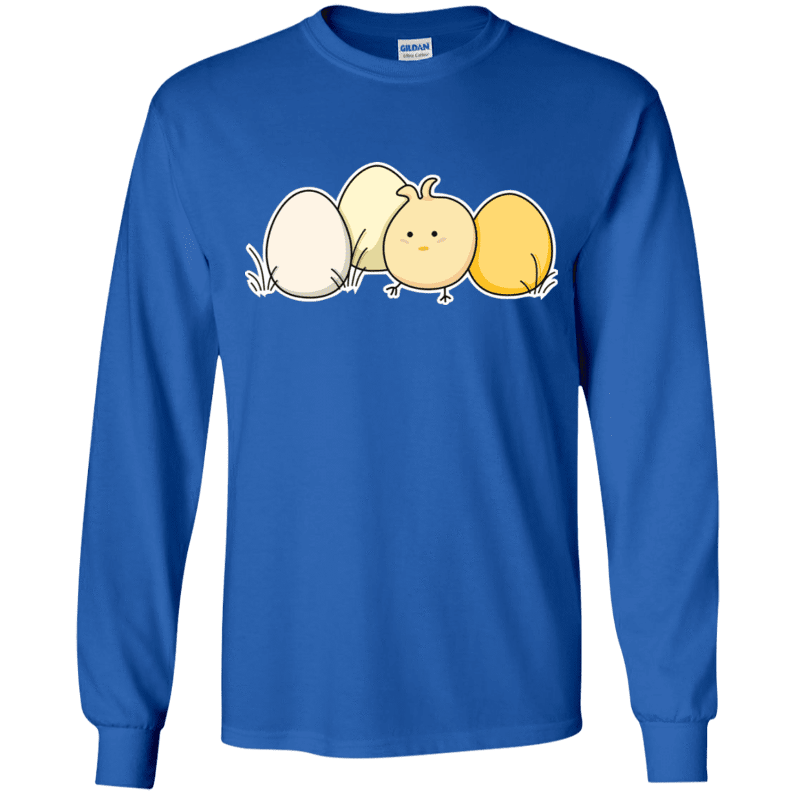 T-Shirts Royal / YS Kawaii Easter Chick and Eggs Youth Long Sleeve T-Shirt