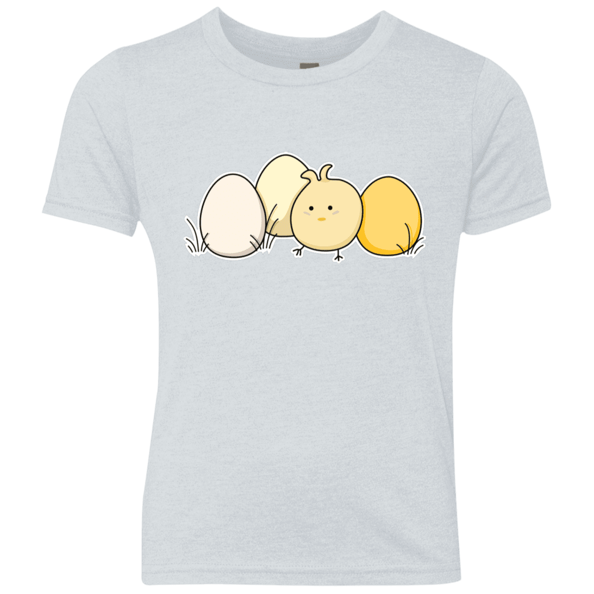 T-Shirts Heather White / YXS Kawaii Easter Chick and Eggs Youth Triblend T-Shirt