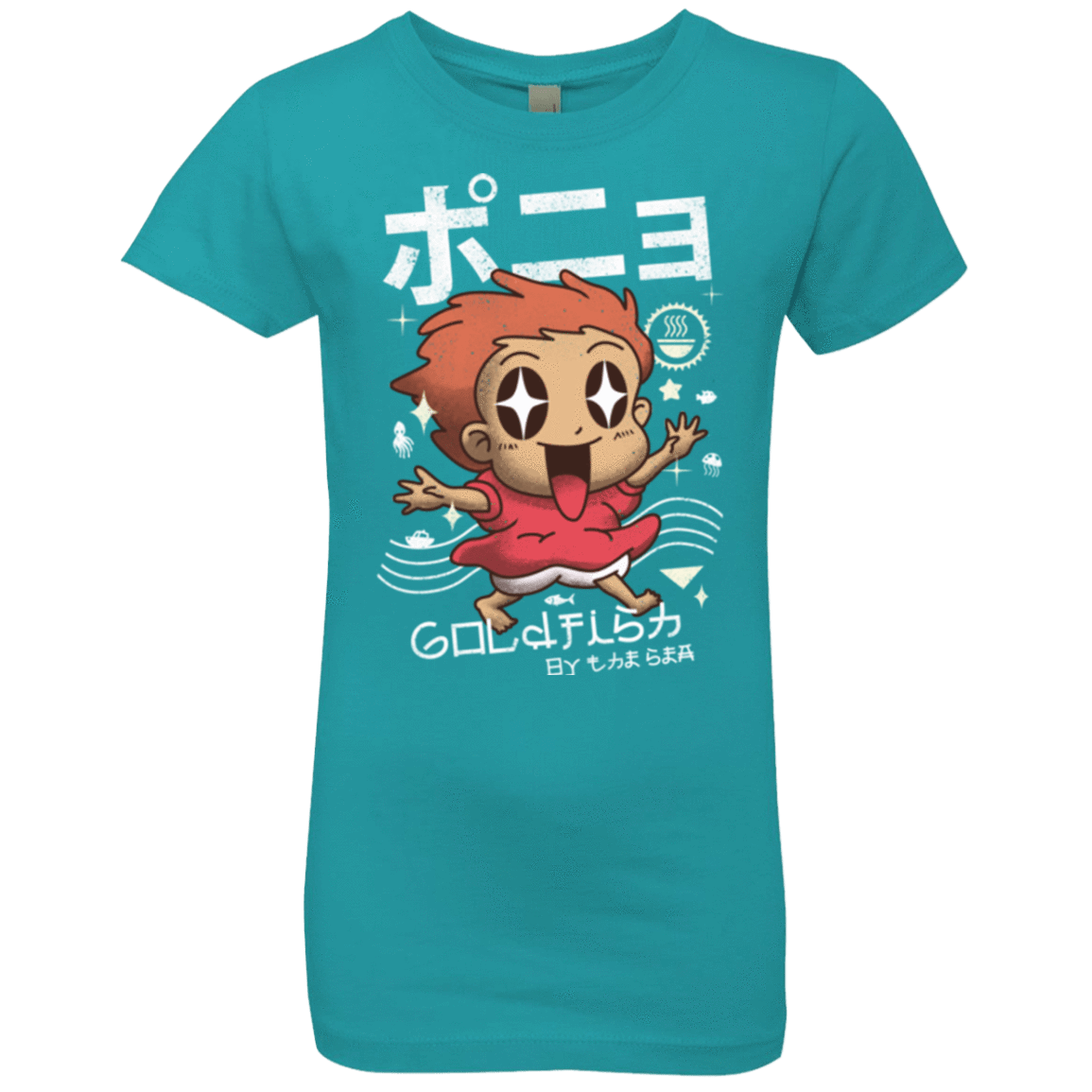 T-Shirts Tahiti Blue / YXS Kawaii Gold Fish Girls Premium T-Shirt