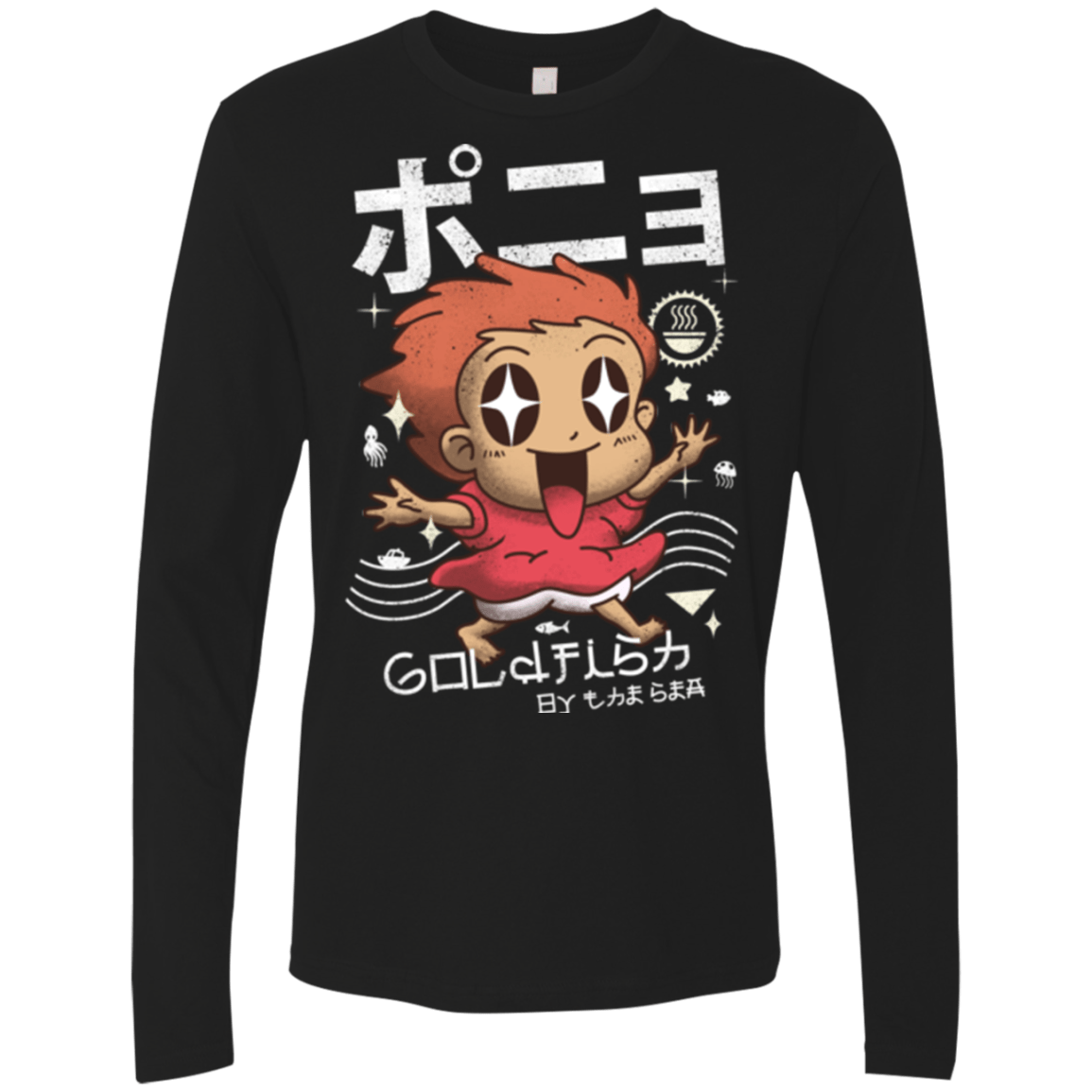 T-Shirts Black / Small Kawaii Gold Fish Men's Premium Long Sleeve